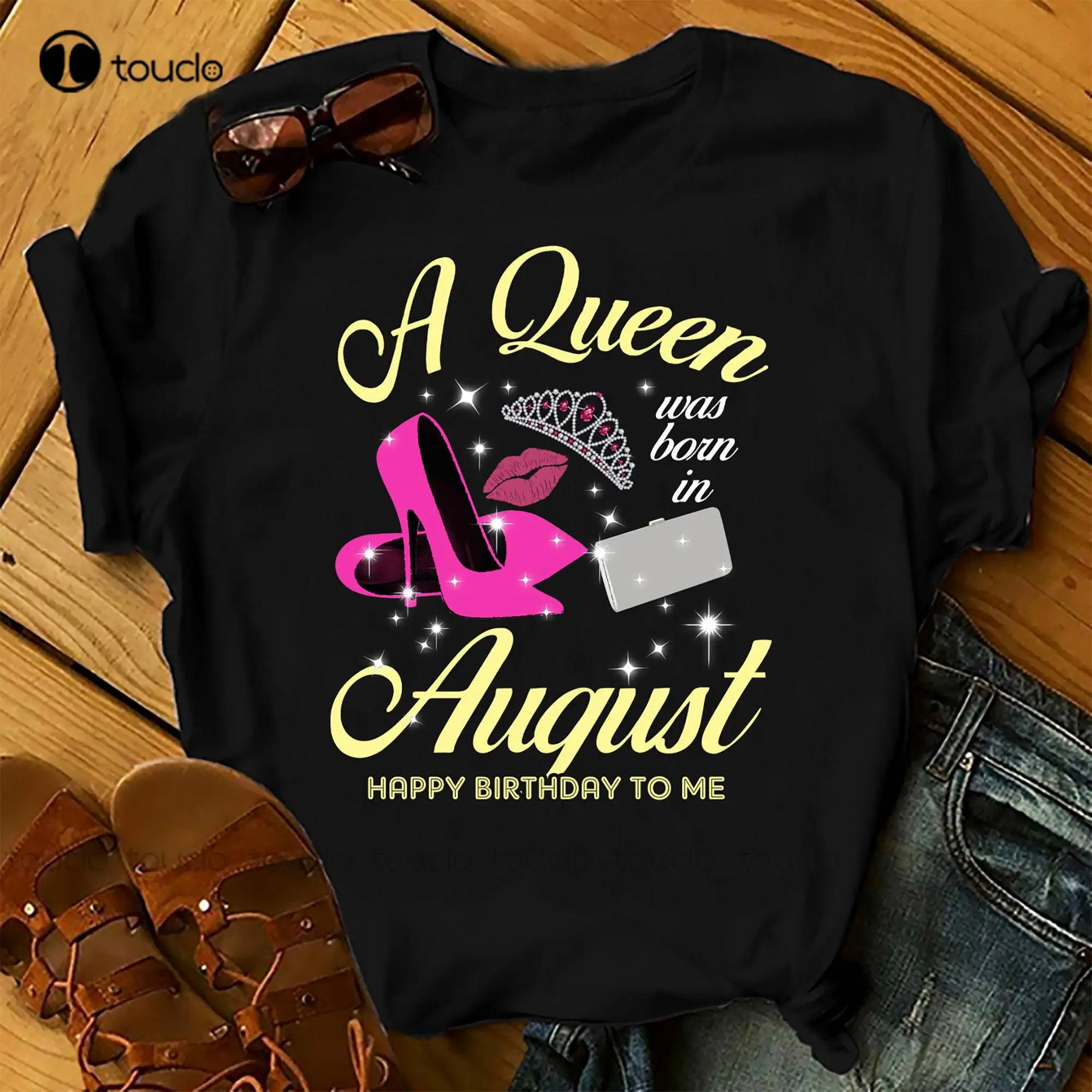 

Personalised Custom Birthday Month T-Shirt A Queen Was Born In August Shirts Women Birthday T Shirts Summer Tops Beach T Shirts