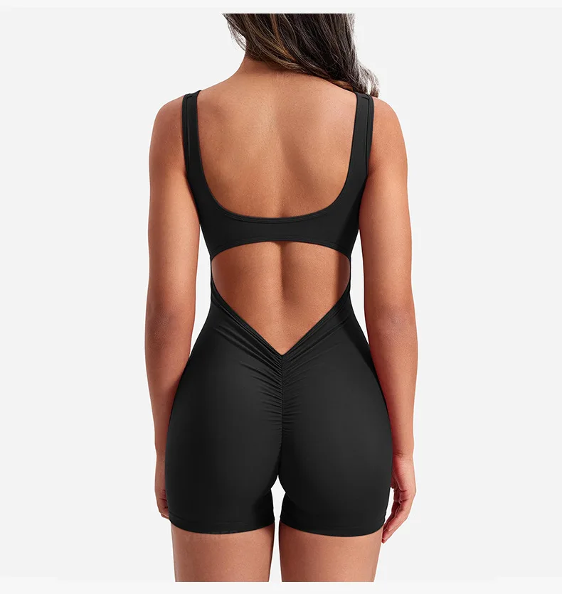 Nadanbao Women Yoga Shorts Jumpsuit Fashion Backless Gym Clothes Well-Backed Exercise Fitness Sexy Bodysuit One-Piece Sportswear