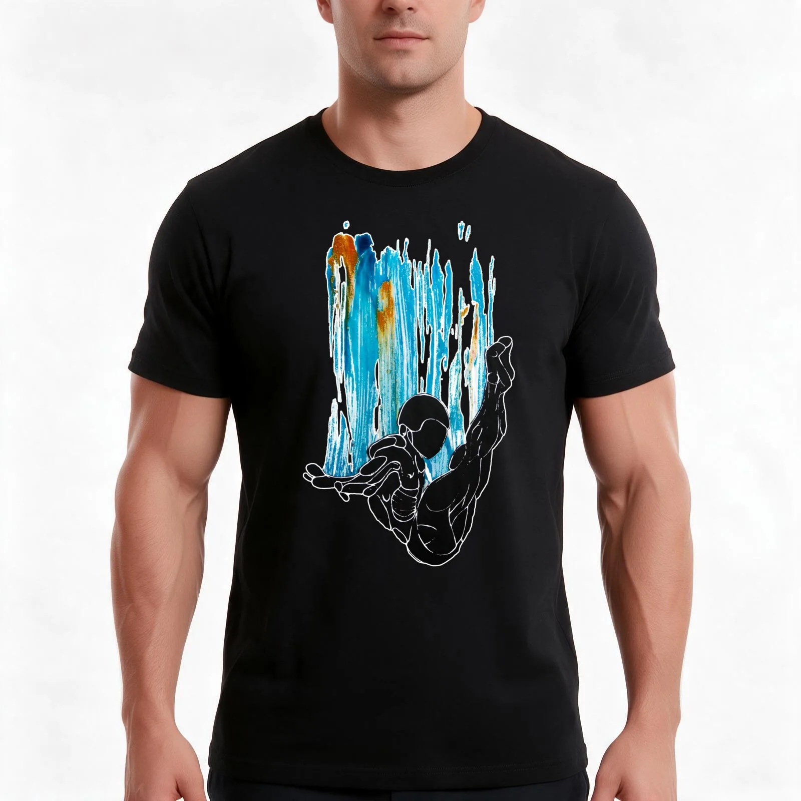 Platform Diving Springboard Diver T-Shirt, Summer Casual Cotton Tee, Oversized Streetwear Tops, Vintage Graphic Print