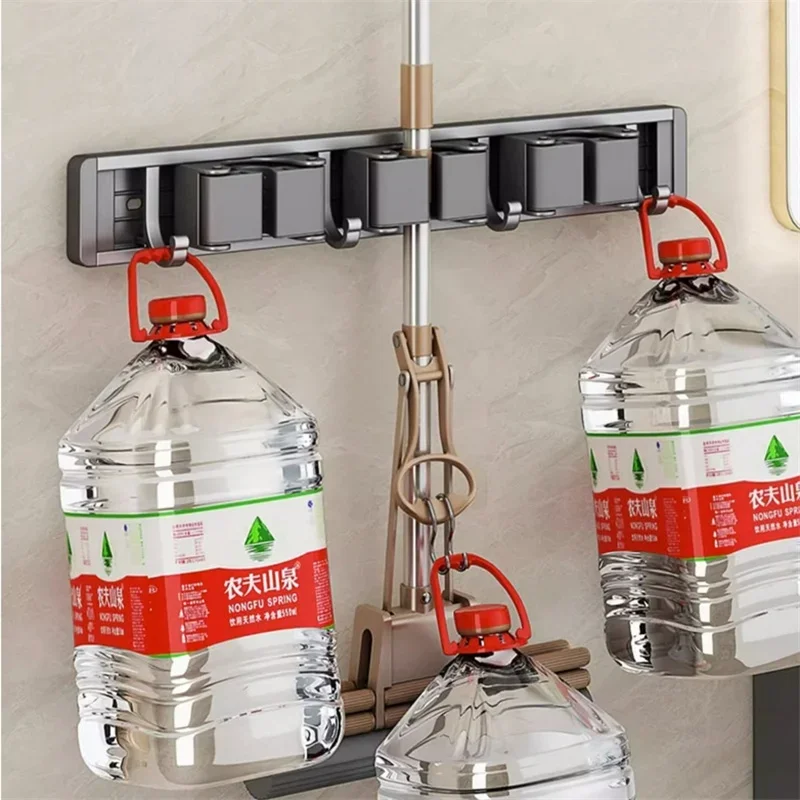 2/3/4 Hooks Wall Mounted Strong Broom Mop Holder Mop and Broom Organizer Mop Holder Rack Mop Holder Self Organizers Hang Broom