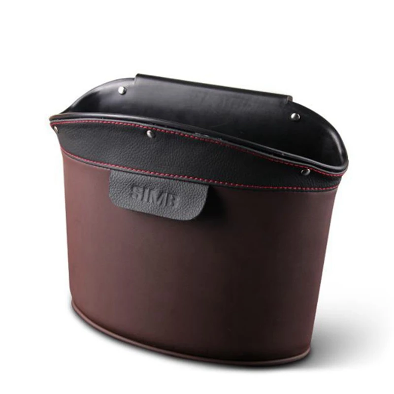 Car Rubbish Bin Auto Leather Garbage Bin Storage Box Organizer Car Seat Door Waste Bin Bag Interior