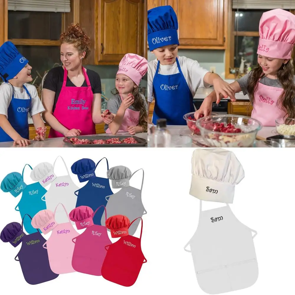 

Custom Embroidered USA-Made Child's Apron & Hat Set with Name for Toddlers and Kids