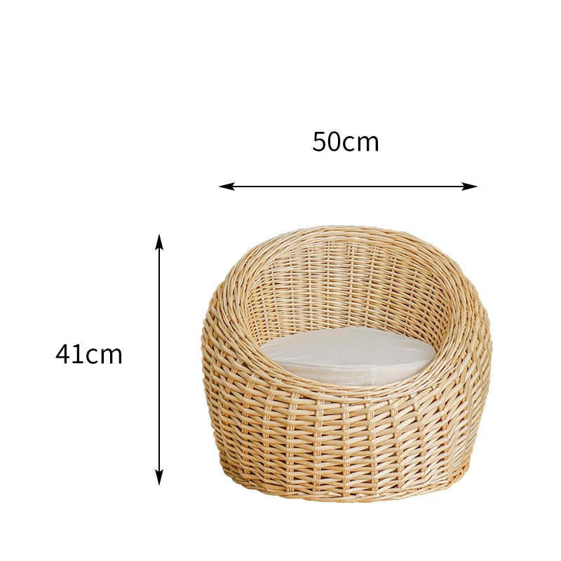 Garden Rattan Sofa Chair Natural Wicker Hand-woven Balcony Courtyard Homestay Decorative Chair Meble Ogrodowe Furniture WKGC