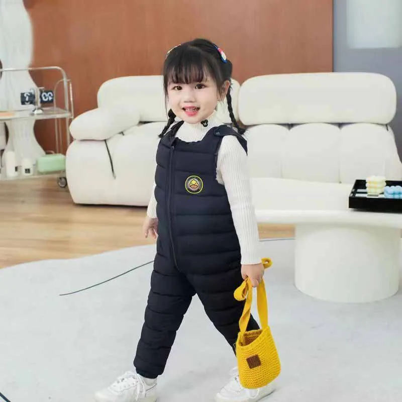 Children\'s Backpack Cotton Pants Infants Thickened Down Jumpsuit Trousers Boys Waterproof Warm Romper Girls Winter Ski Sweatpant