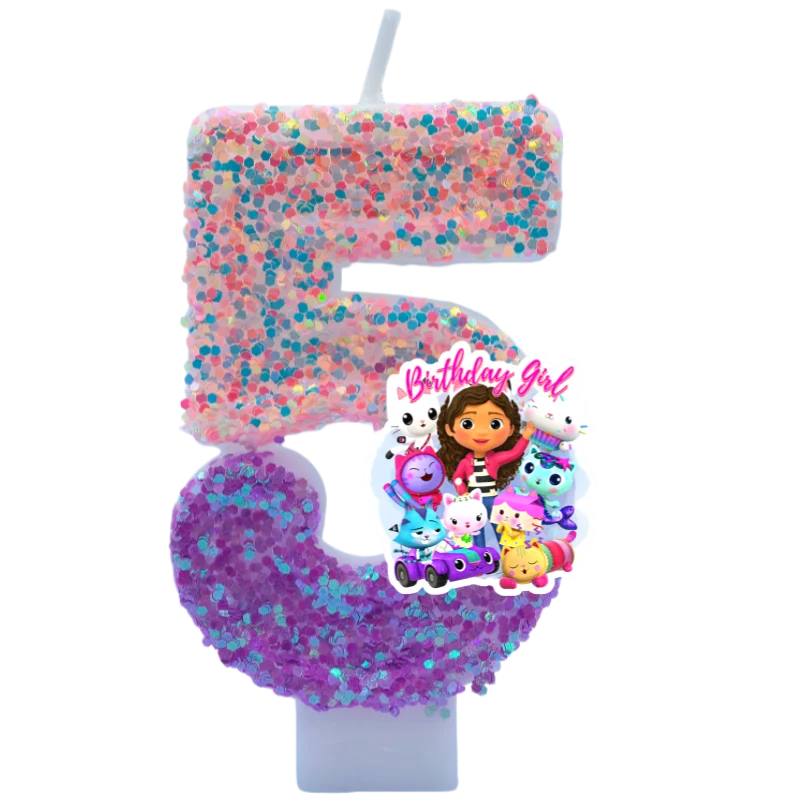 Niedliche Gabbys Dollhouse Nummer 0-9 Anime 3D-Kerze Kindergeburtstag Party Geburtstagstortenkerzen Babyparty Geschenke – Detail 5