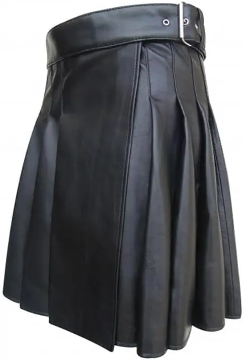 남성 스코틀랜드 유틸리티 킬트 빈티지 고딕 플리츠 스커트 빈티지 전통 가죽 하이 웨이스트 킬트