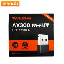 Tenda-W311MI-AX300 Mini USB WIFI 6 Dongle, tarjeta de red 802.11ax, adaptador Lan USB 2,4 GHz, controlador gratis para PC, portátil, Windows 7, 10, 11