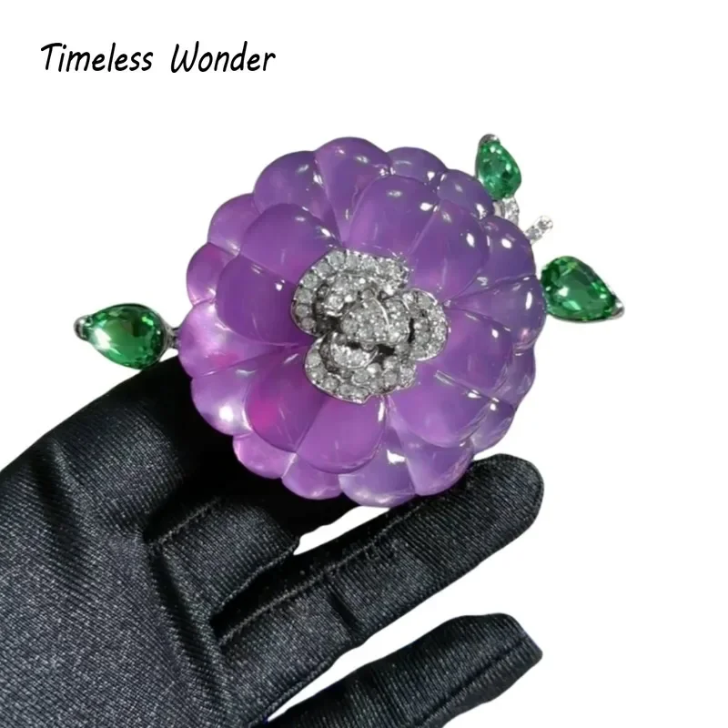 Timeless Wonder Fancy Zircon Glass Floral Brooch Pins for Women Designer Jewelry Runway Rare Luxury Gift Vintage 1381