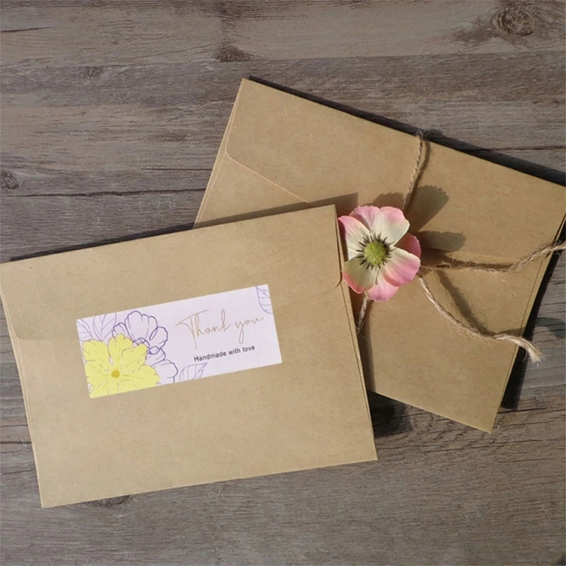 100 Uds etiquetas embalaje rectangulares etiquetas autoadhesivas agradecimiento para boda