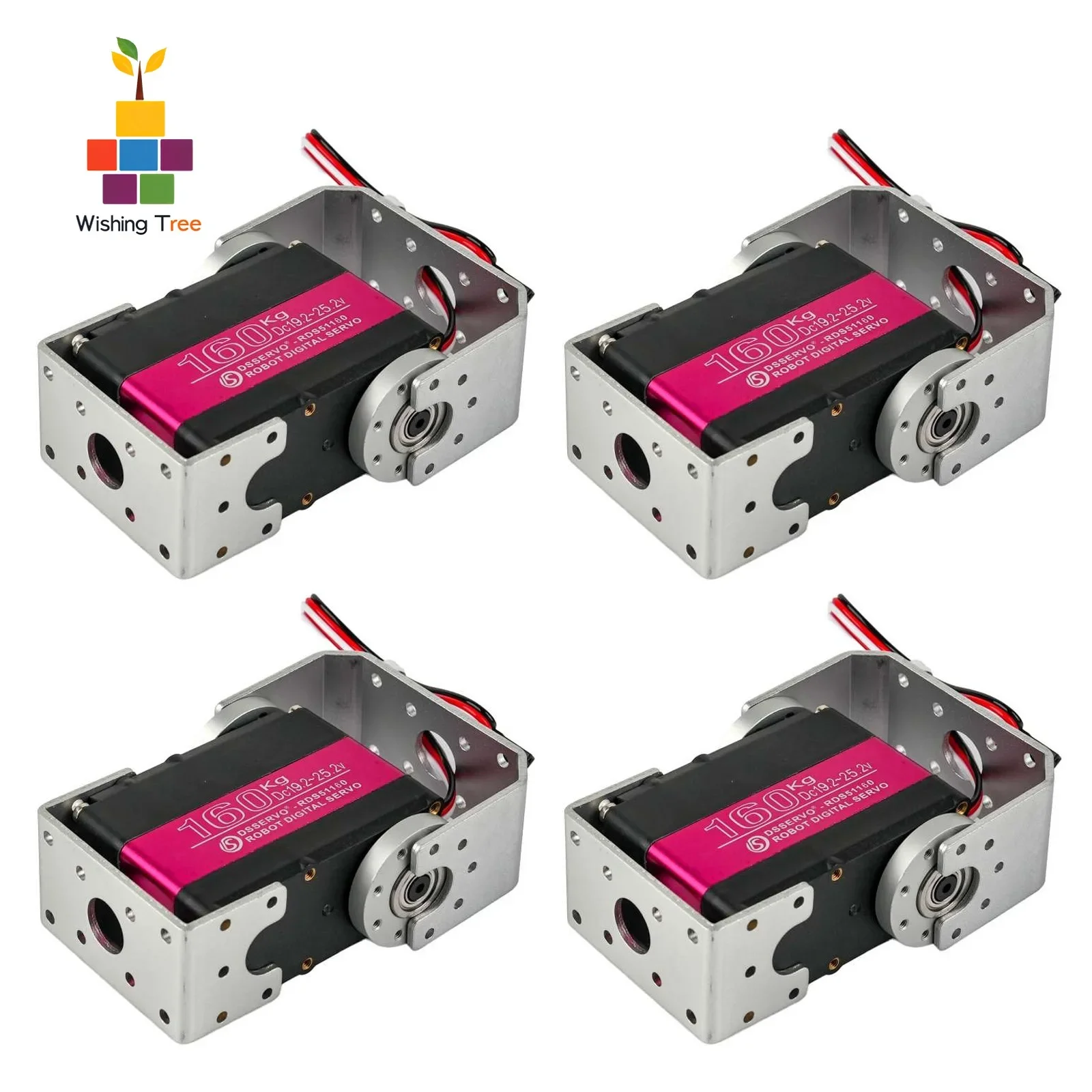 HV Robot Servo 160Kg High Torque RDS51160 Digital Servo Metal Gear Double-Shaft with U Mounting Bracket for Robot Arm