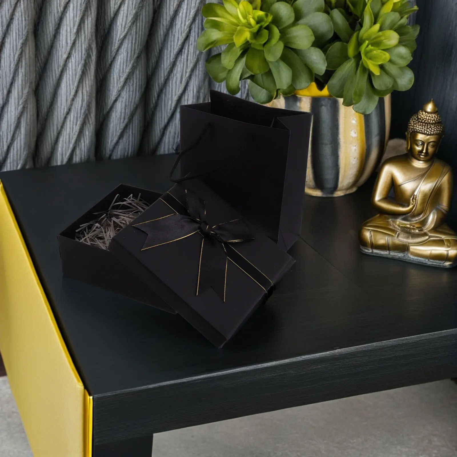 1Sets Sturdy Black Rectangular Bow-Topped Gift Box Lid Ideal for Small Items Lipstick Jewelry Wedding Favor Holiday