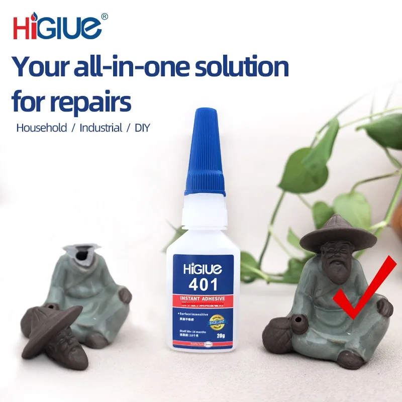 401 (20g) Super 3-Second Quick-Dry Glue, Super Strong Waterproof Adhesive for Leather, Rubber, Wood, Metal - Powerful Liquid Glu