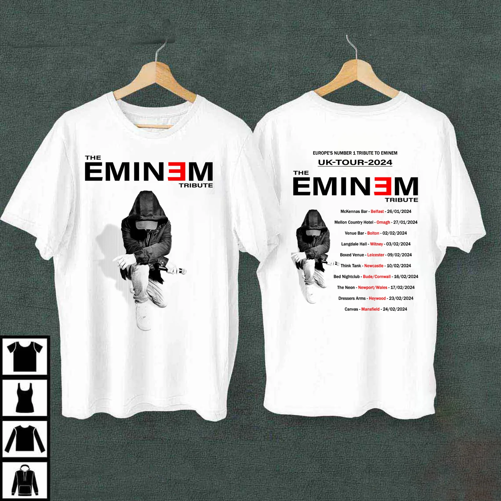 

Новинка, популярная мужская футболка Eminem tour из 2024 хлопка, все размеры