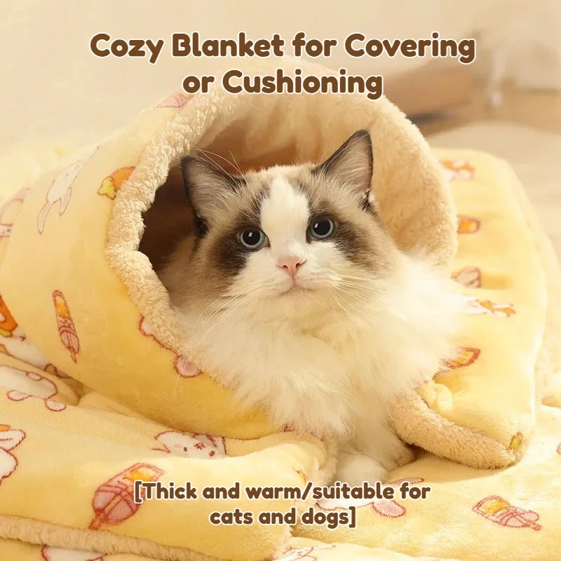 

Cute Soft Pet Sleeping Quilt Mats Warm Dog Blanket Fluffy Comfortable Cats Cover Blanket Bed Thickened Warm Dog Cat Kennel Quilt