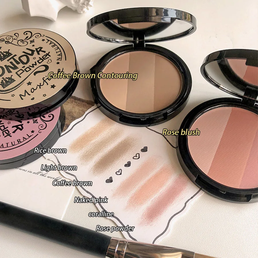 3in 1ナチュラルメイク,長持ち,防水,パウダートレイ,ブラッシュ,繊細,3色