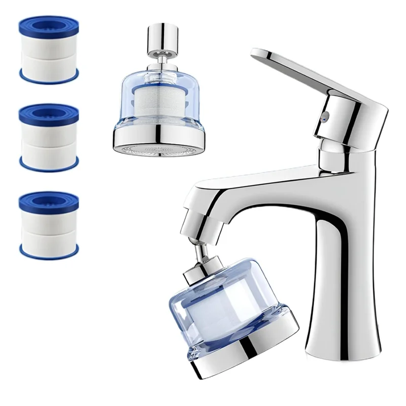 A88E-Water Filter For Sink Faucet Rotating Faucet Water Filter With 3 Replaceable Filters For Kitchen & Bathroom