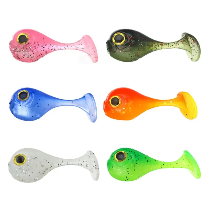 

WHYY 6pcs/lot Fishing Soft Lure 4cm 3g Whale Easy Shiner T-Tail Soft Worm Baits Fishing Lures for Jig Head Pesca