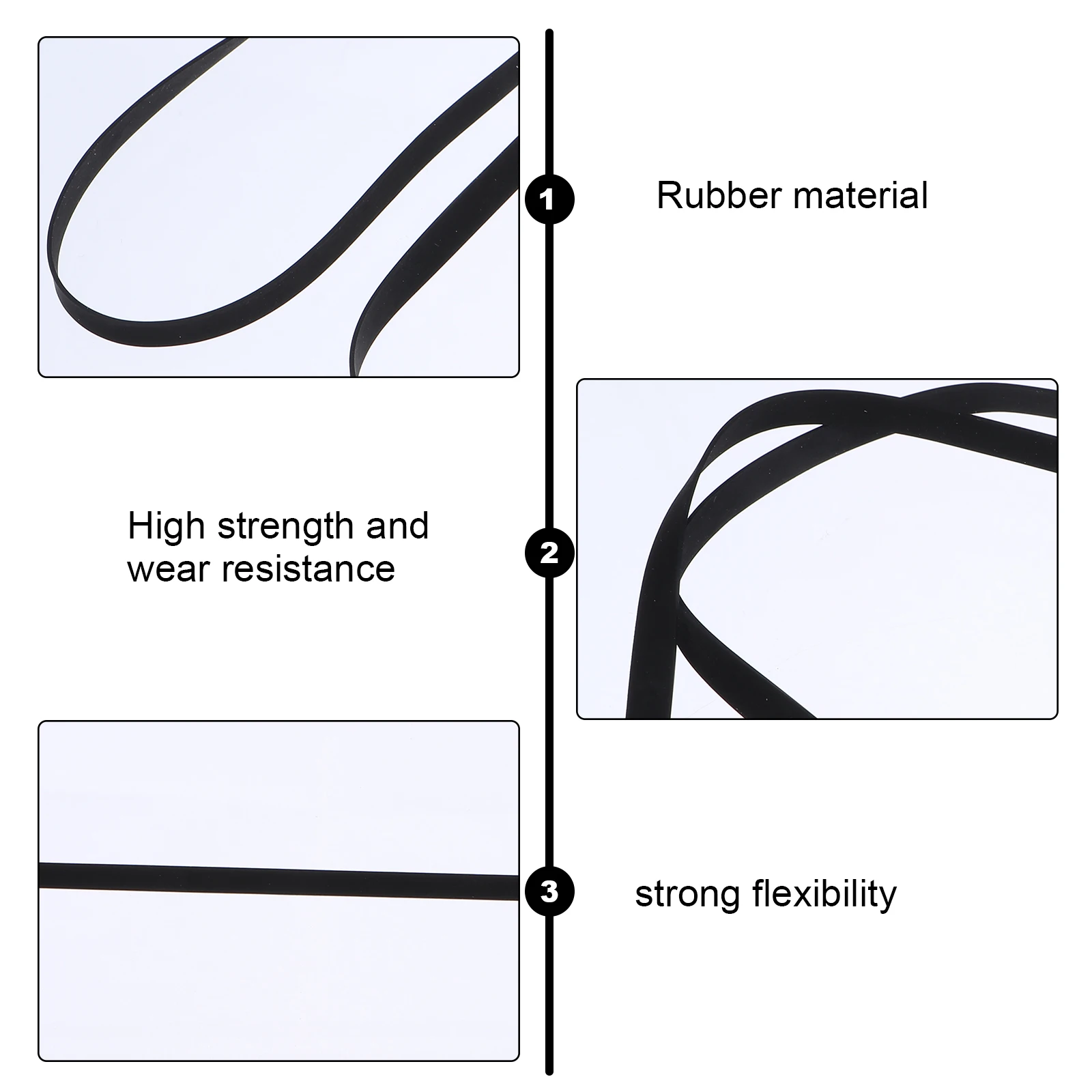 

3 PCS Vinyl Record Belt Set Turntable Accessory for Player Replacement Recorder Rubber Retro