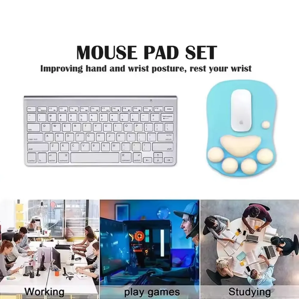 3D Mouse Pad Soft Silicone Cute Cat Paw Mouse Mat Memory Foam Wrist Rests Cushions Mousepad for Kids Laptop Computer Mousepad