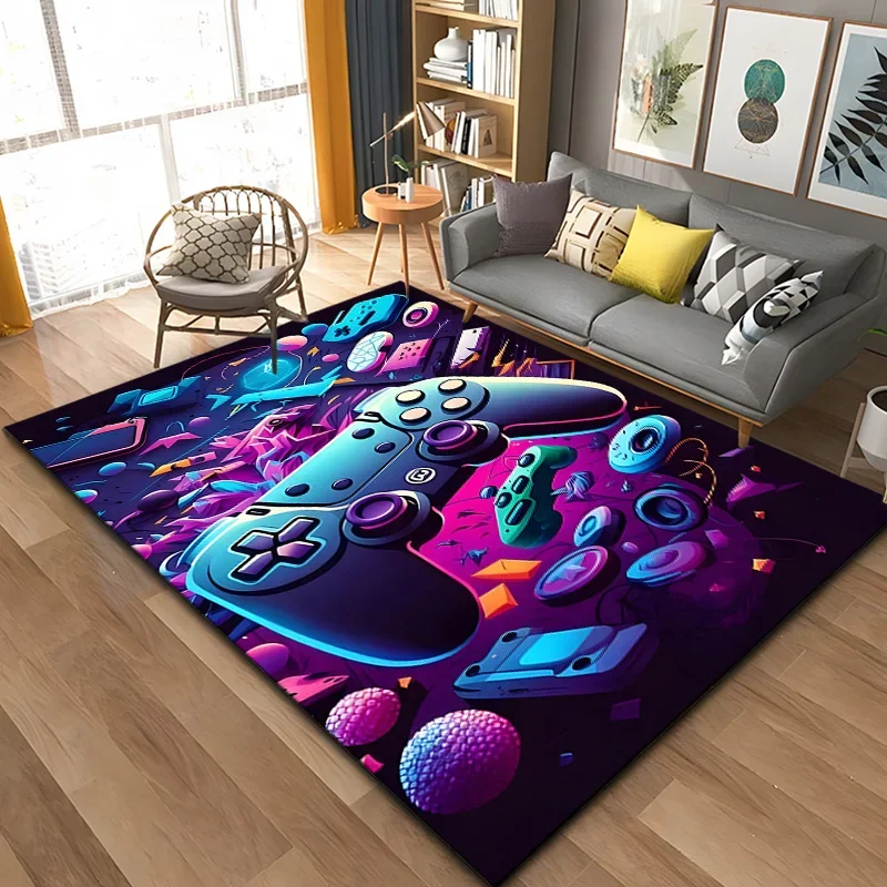 3d 80s gamer controlador área tapete grande, tapete para sala de estar quarto cozinha decoração, tapetes para quarto cama casa