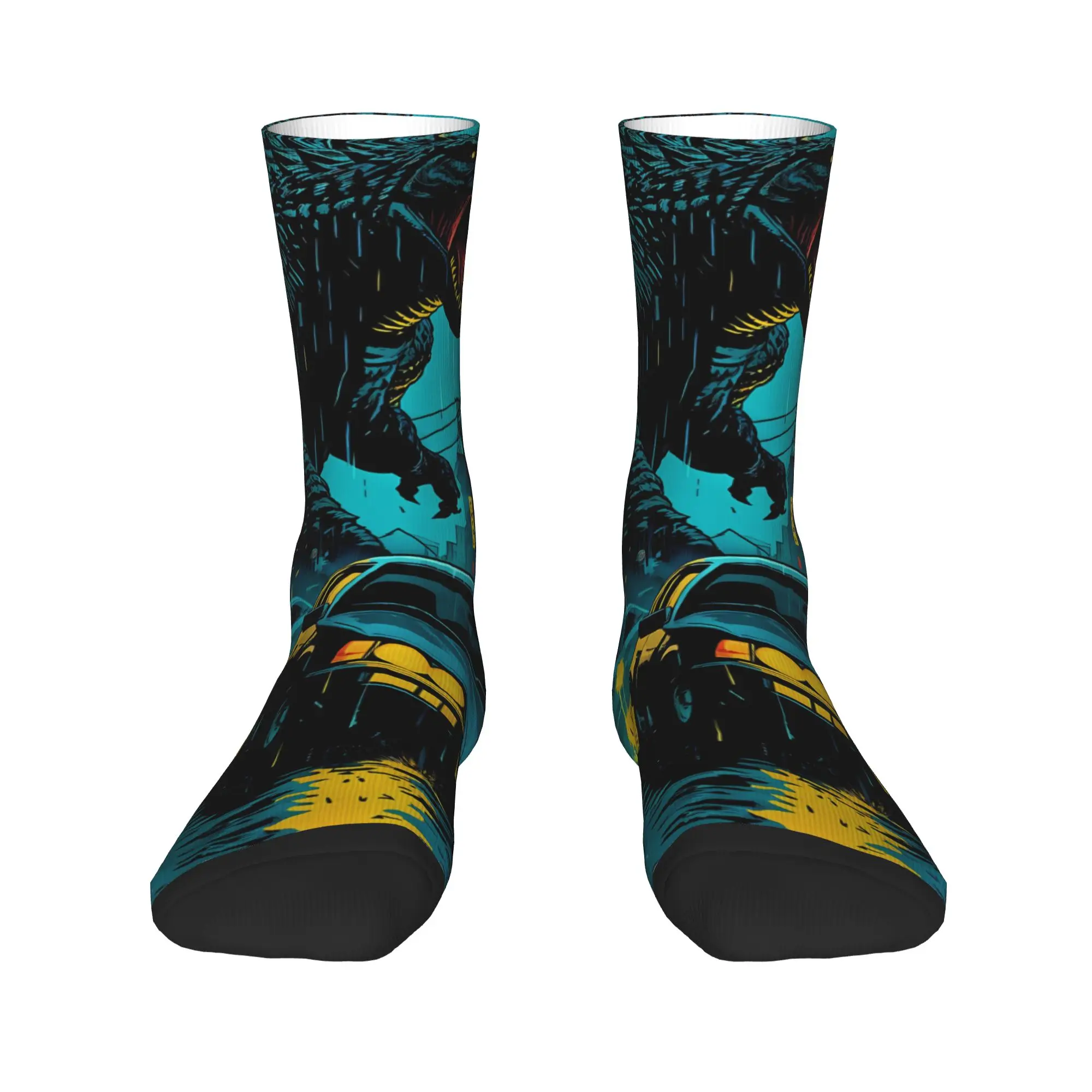 Men's Socks Godzillaed Anime Manga 3D Printing Stockings Non Slip High Quality Socks Autumn Gothic Design Running Socks