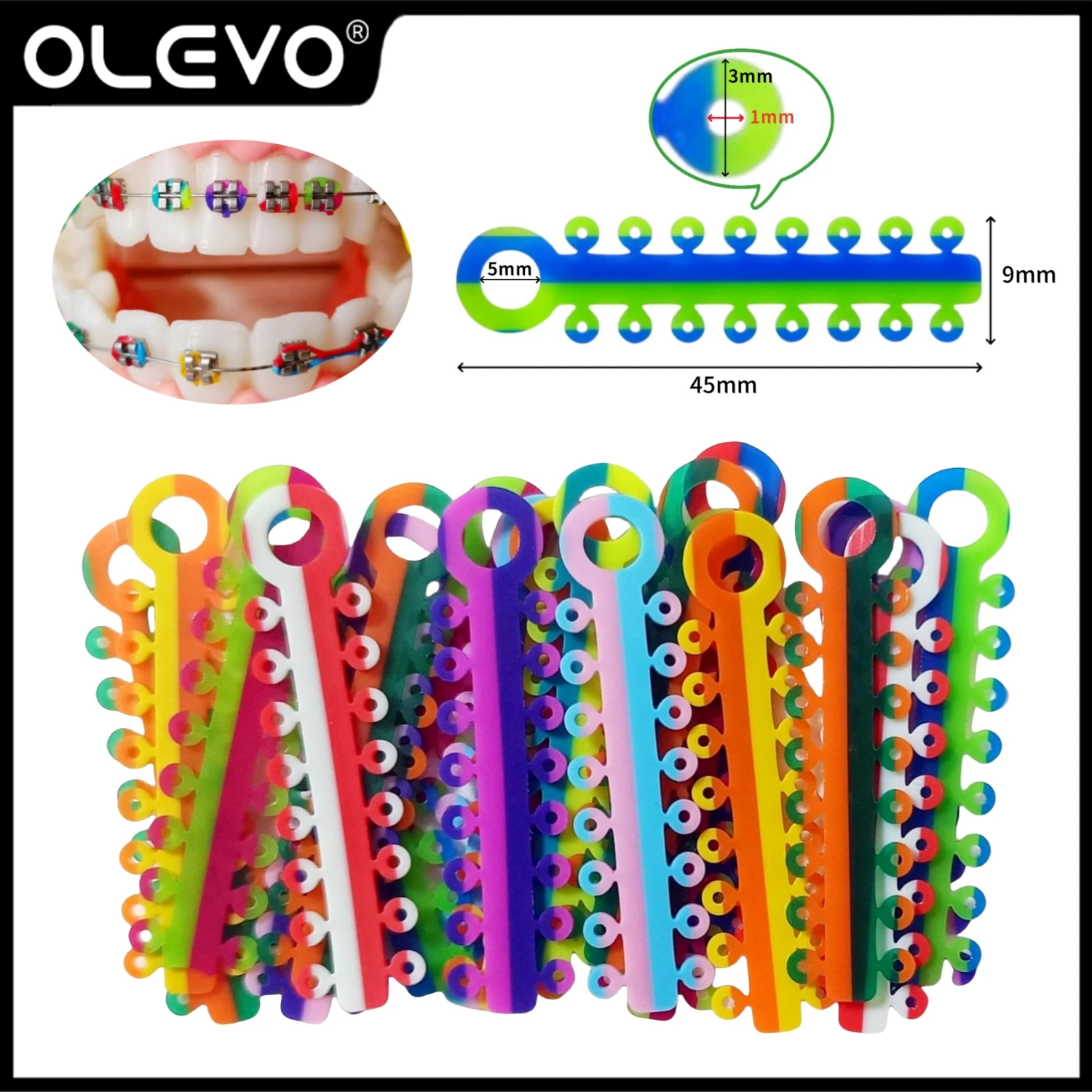 320PCS /20 Sticks Dental Orthodontic Elastic Ligature Ties Bands for Teeth Brackets Braces Two-Tone Design Rubber Ligating Rings