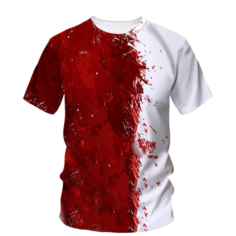 

Horror Hip Hop Blood Print 3d Printed Summer Men's T-Shirt Short Sleeve Fashion Alternative Trend Loose Quality Crewneck Top