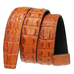 High Quality Three Bone Imitation Crocodile Pattern Cowhide Belt Strip Automatic Belt Body Width 3.5CM