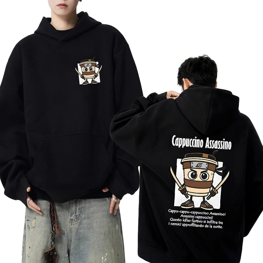 

2025 harajuku Cappuccino Assassino Italian Brainrot Meme Graphics Hoodies Unisex Cartoon Sweatshirt Men women Fleece pullover
