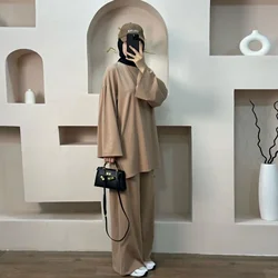 Dubai Abaya Set da 2 pezzi Turchia Top e pantaloni Set musulmani Caftano Abaya per le donne Abiti islamici pakistani Ensembles Musulmani