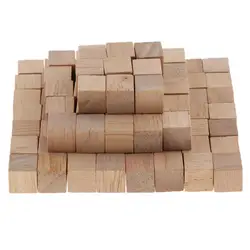 100pcs Natural Wooden Building Blocks Bricks Cubes  Wood Toy