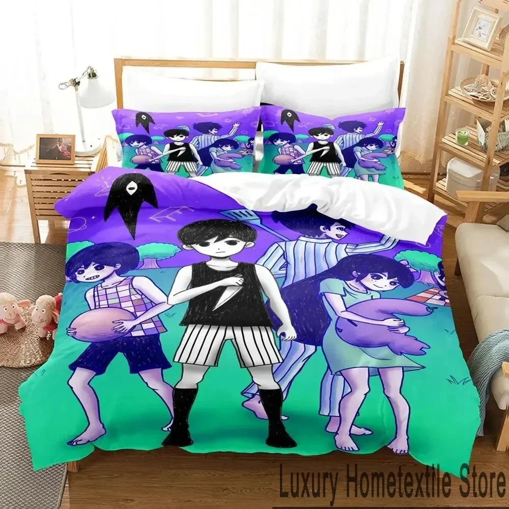 Exquisite 3D Print Anime Omori Bedding Set Boys Girls Twin Queen King Size Duvet Cover Pillowcase Bed Boys Adult Home Textileext