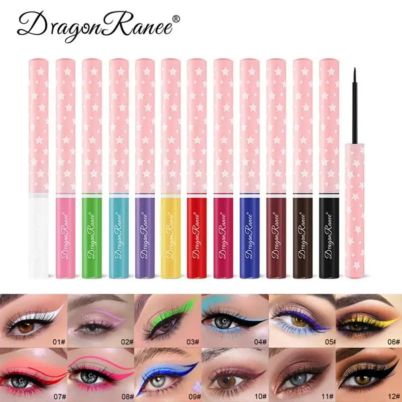 Eyeliner colorato Set di Eyeliner liquido opaco resistente al sudore ad alta pigmentazione a lunga durata penna per il trucco degli occhi bianco nero marrone arcobaleno Neon