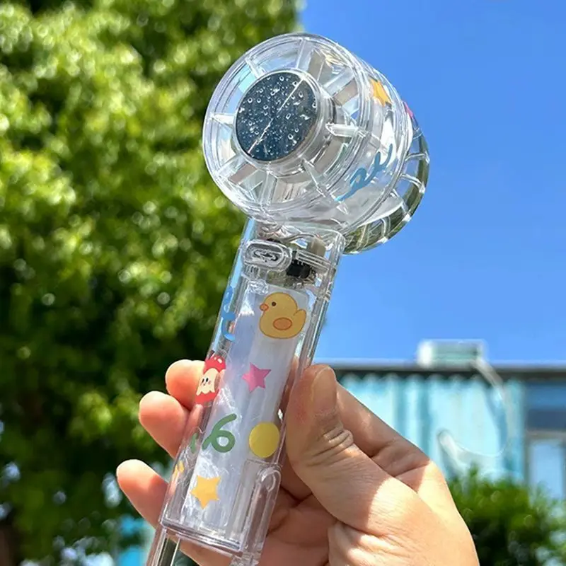 

2026 New Handheld Ice Compress Cooling Fan Long Battery Life Low Noise Three Speed Adjustable Portable Transparent Stand Hook