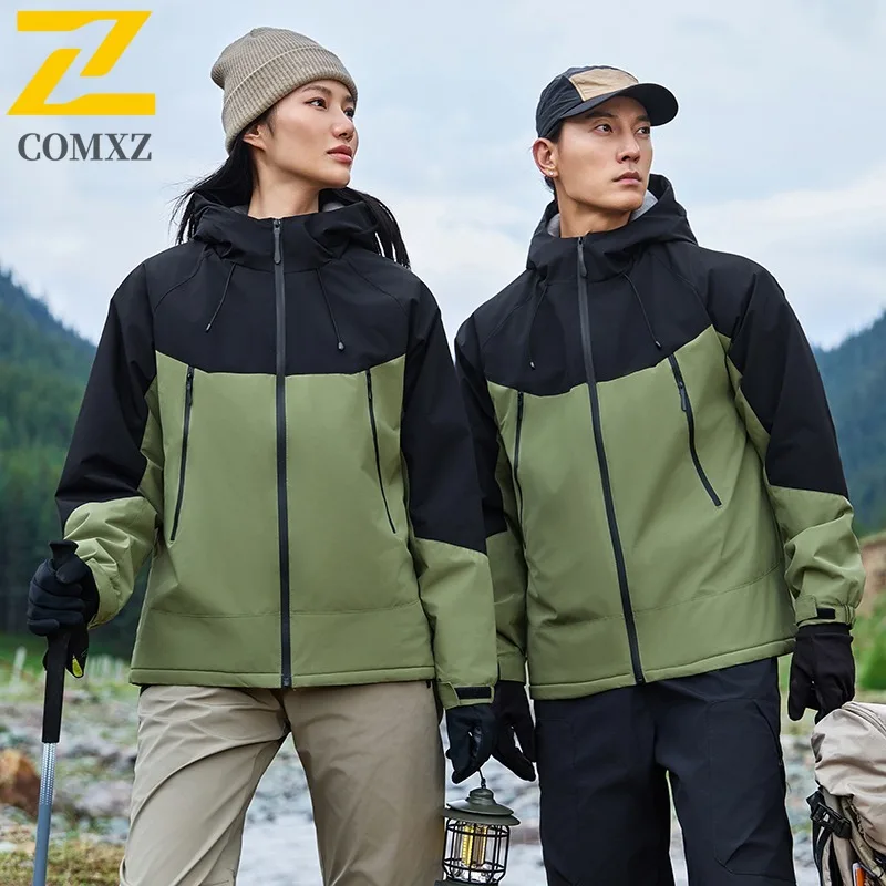 سترة رجالية فاخرة على الموضة من COMXZ بقلنسوة للرحلات والتسلق ومقاومة للرياح سترة دافئة ملابس يومية ملابس شتوية خفيفة ومريحة #3