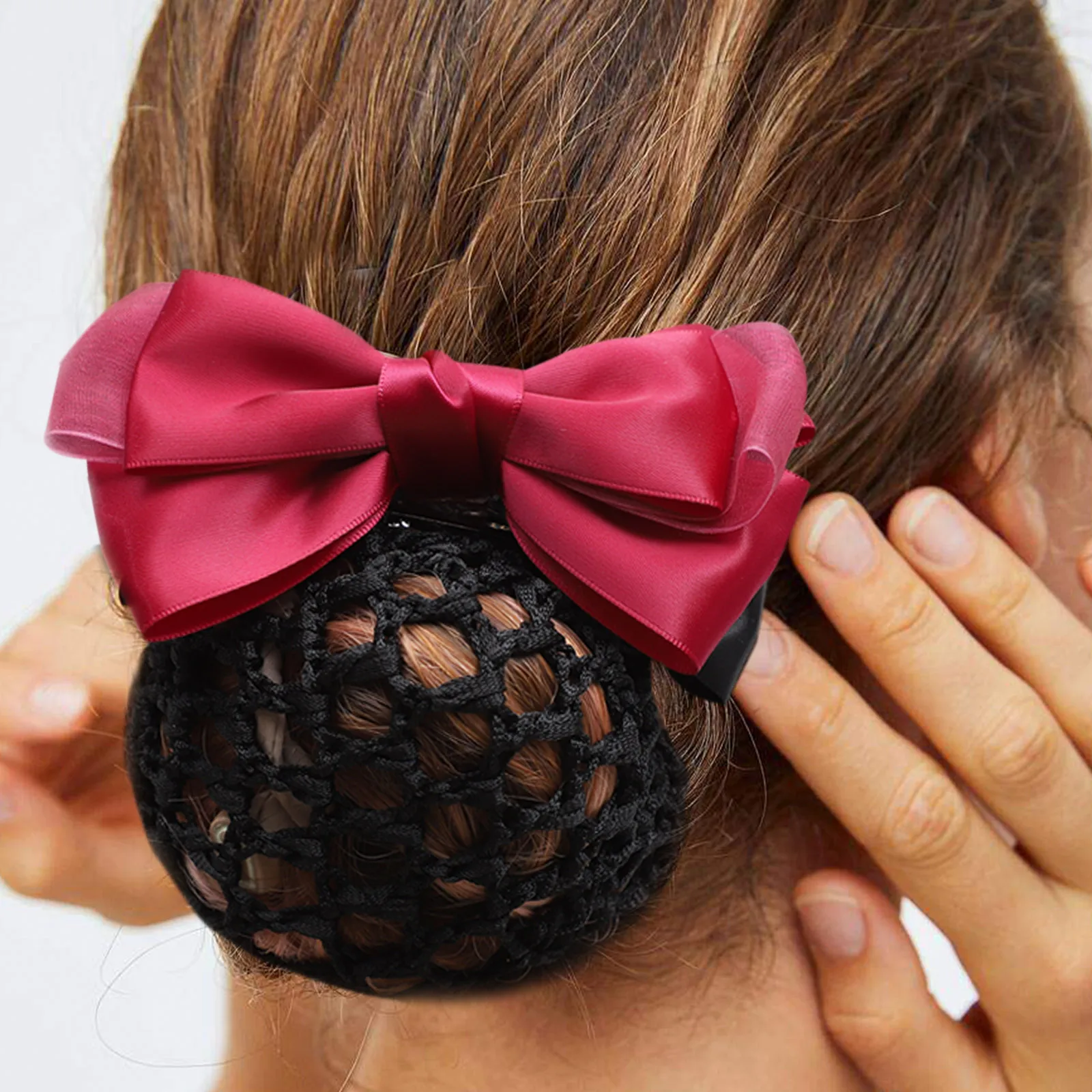 

2Pcs Hair Net Headpiece Black Women Bun Cover Nurse Telecom Employee Stage Performance Cosplay Wedding Prom Hair Management