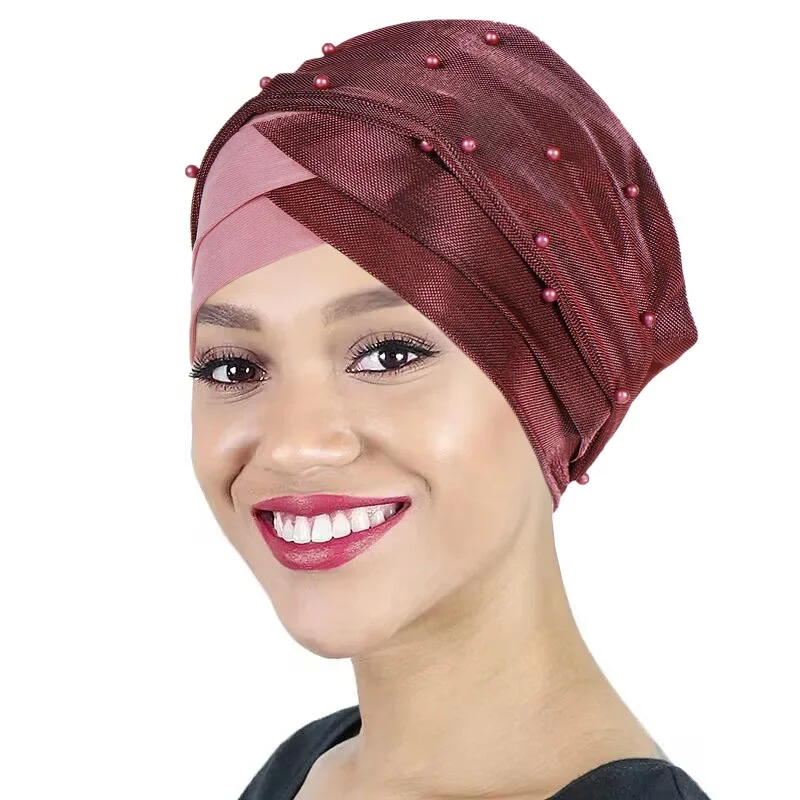 

Glitter Pearls Muslim Hijab Underscarf Long Scarf Women Inner Hijabs Bonnet Headwrap Turbantes Headdress Solid Bandanas Hat Cap