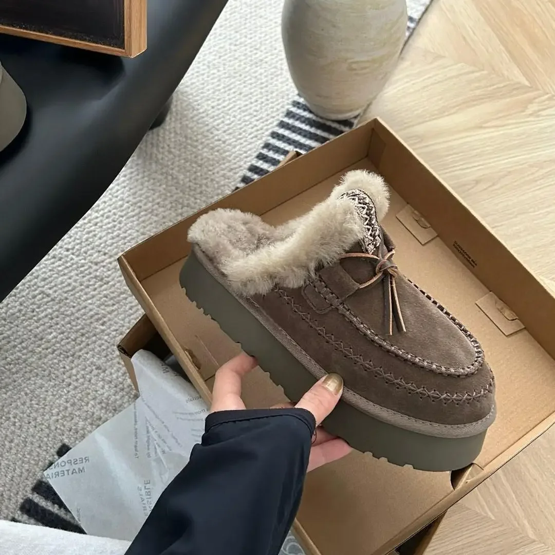 

2025 Quality Winter Wool Slippers, Women's Lazy Shoes Indoor Outdoor Flat Non-Slip Casual Hot Sale Footwear