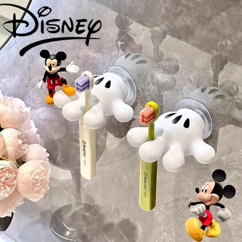 Disney Cartoon Mickey Mouse Toothbrush Holder Anime Figures Bathroom Suction Multifunctional Adhesive Cute Toothbrush Holder