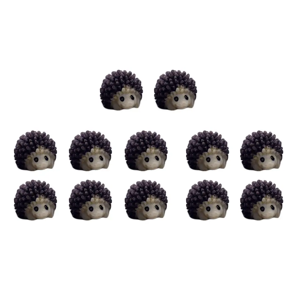 12Pcs Hedgehog Micro Landscape Ornaments Synthetic Resin for Garden Scene Terrarium Miniature Display Shadow Box