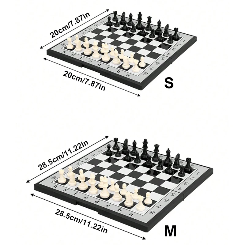 Set di scacchi pieghevole magnetico Tabellone da gioco in feltro 28,5 cm * 28,5 cm Stoccaggio interno Regalo per bambini per adulti Gioco per