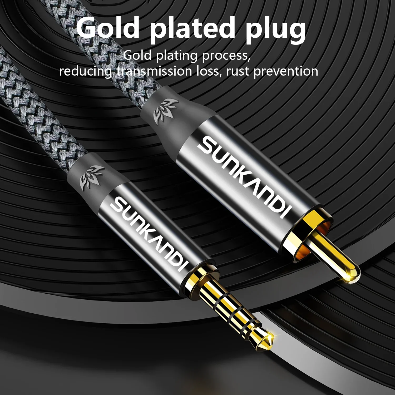 SUNKANDI 3.5 มม.ถึงสาย RCA,3.5 มม.ชายไป RCA สายสเตอริโอเสริมสําหรับ Xiaomi TV