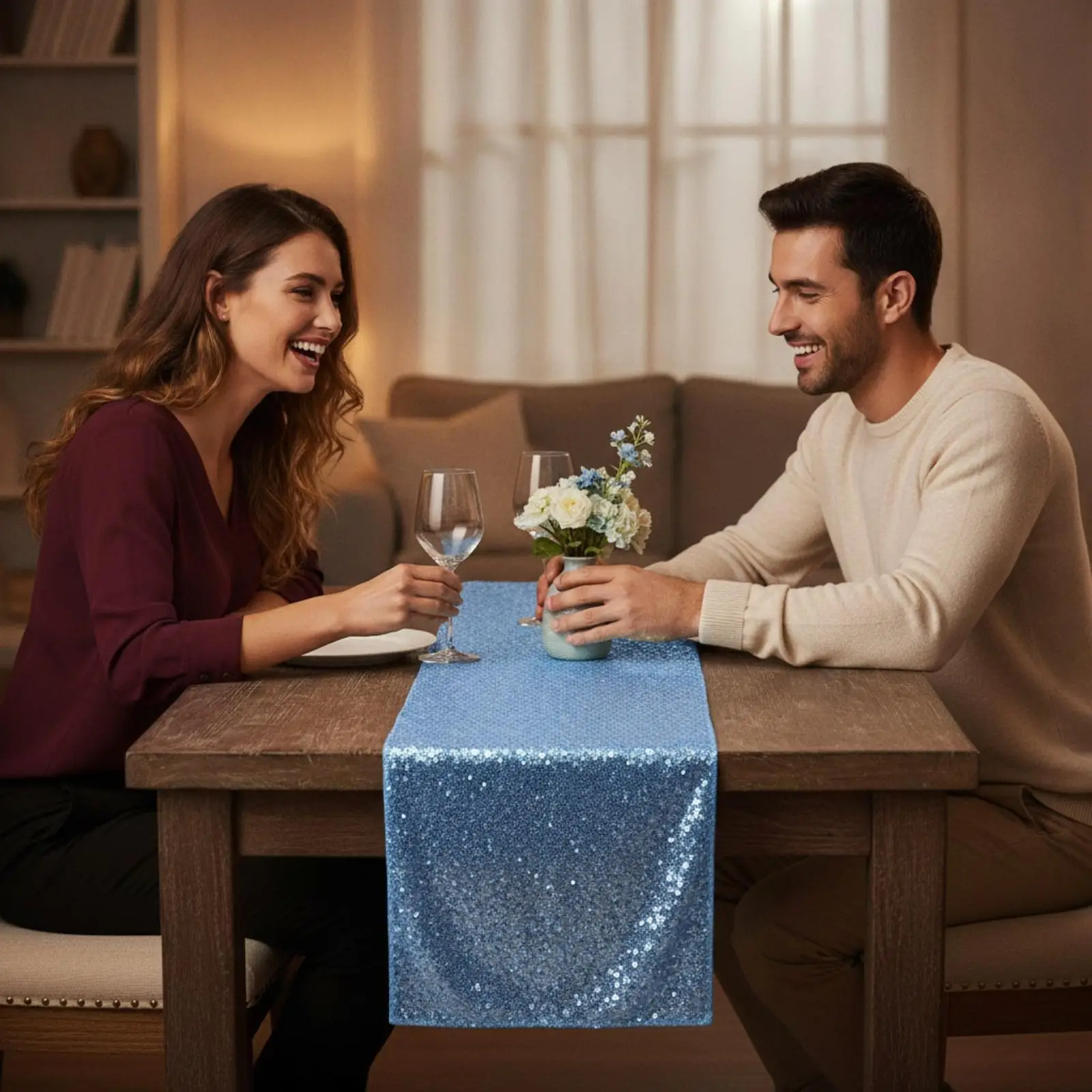 Elegant Sequin Tablecloth Runner Polyester Sparkling Embroidered Linen for Christmas Gathering Hotel Event Table Decor