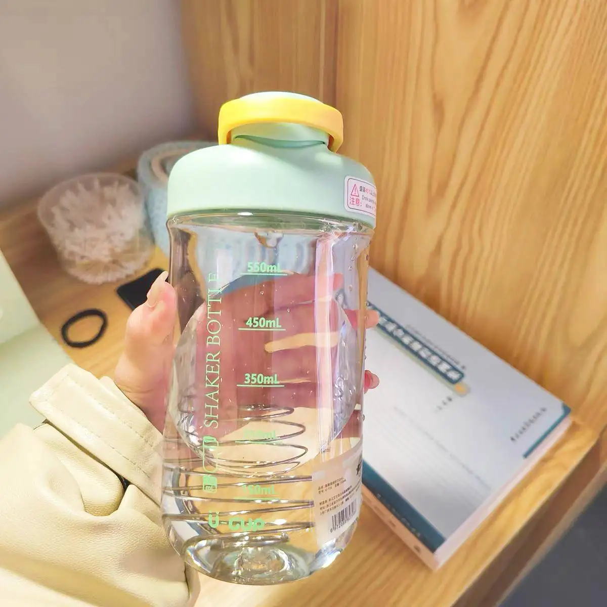 Portable Fitness Sports Water Cup Men Women Plastic Shaking Cup with Scale Anti-Fall Cup Student New Style Japanese Style
