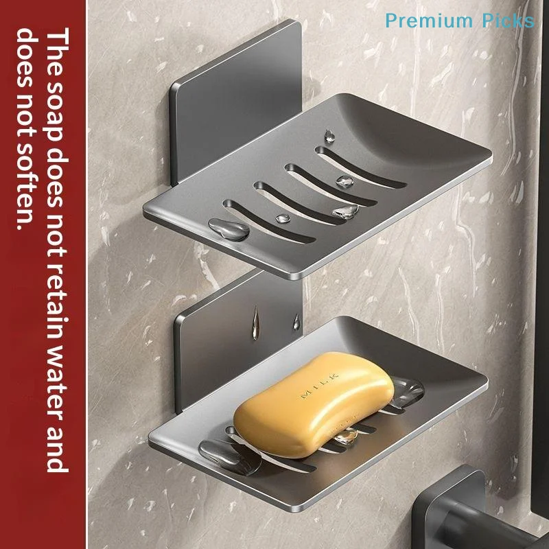 portableNo Drill Wall Mounted Soap Dish Hollow Drainage Self Adhesive Soap Holder for Bathroom Shower Home Use