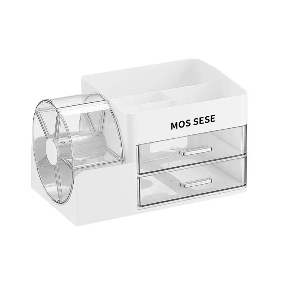 Plastic Rotating Makeup Organizer Durable with Compartments Cosmetic Storage Box Dust-proof Drawers Desk Multi-Functional Holder