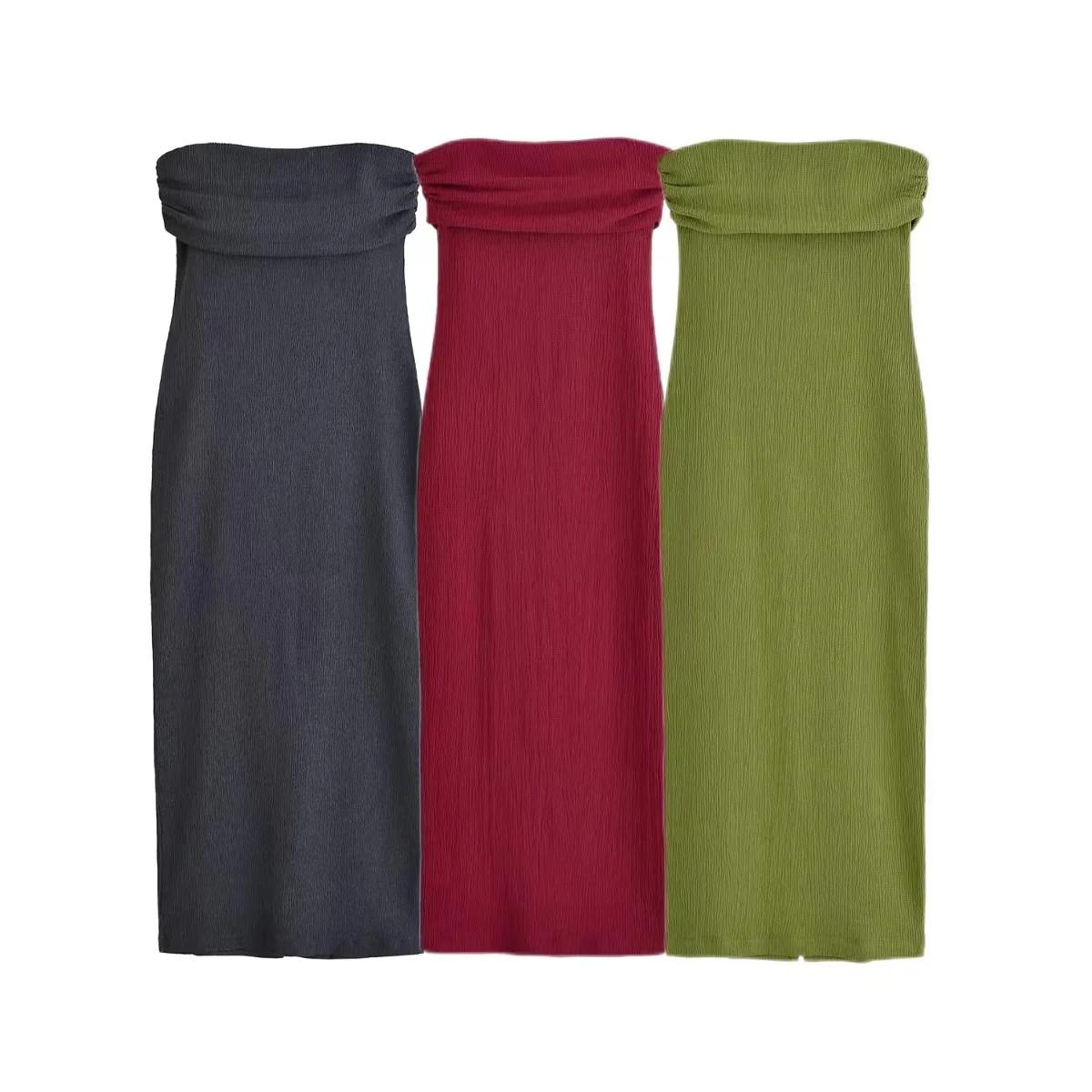 

Women's new fashion slim wrapped chest style off shoulder MIDI dress retro sleeveless backless women's dress