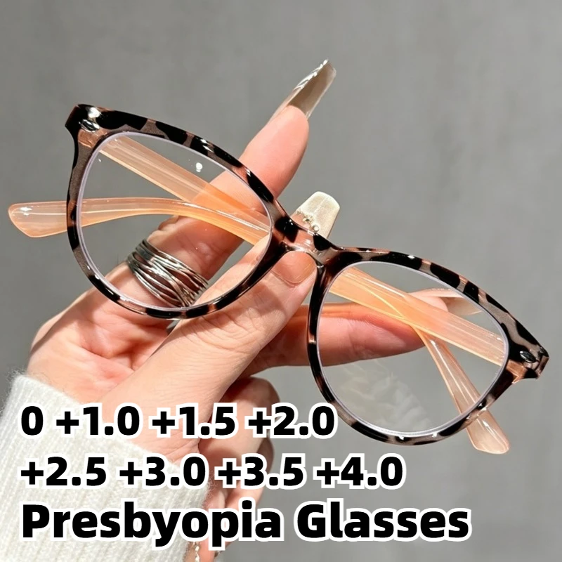 

Retro Round-Frame Anti-Blue Light Reading Glasses for Women Fashionable High-Definition Presbyopia Eyewear Diopter 0 To +4.0