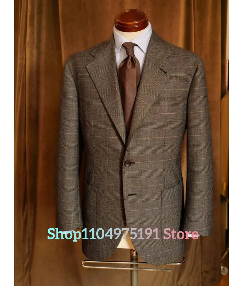 حساسة حزب الترفيه الرجالية الرجعية معطف منقوش، رشيقة حفل زفاف اللباس 2 قطعة الرجال البدلة (السترة + السراويل) فساتين حفلات #2