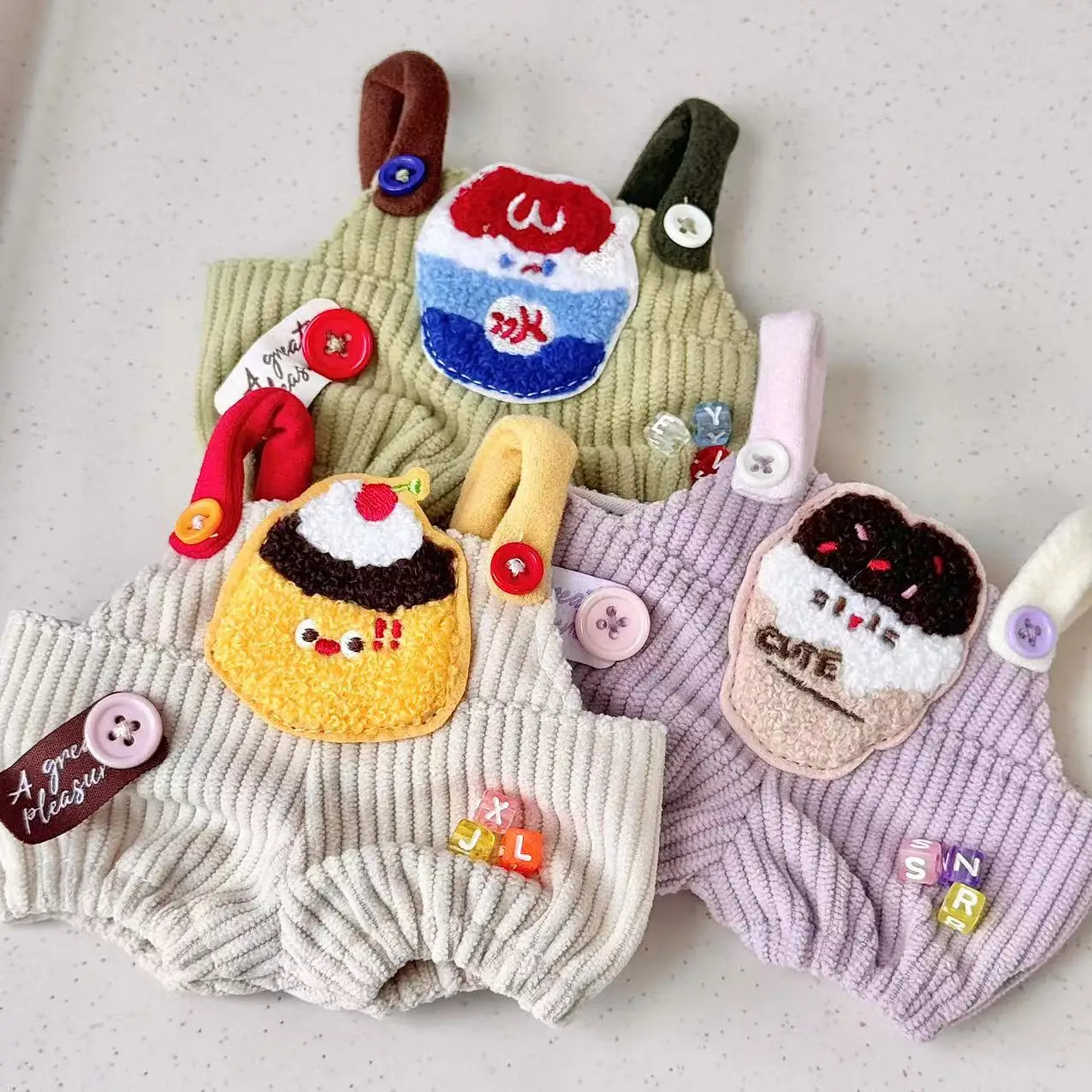 labubu clothing 17cm 20cm mini plush Doll Clothes Outfit Accessories macaron labubu Clothes Ice cream Cake  Suspe